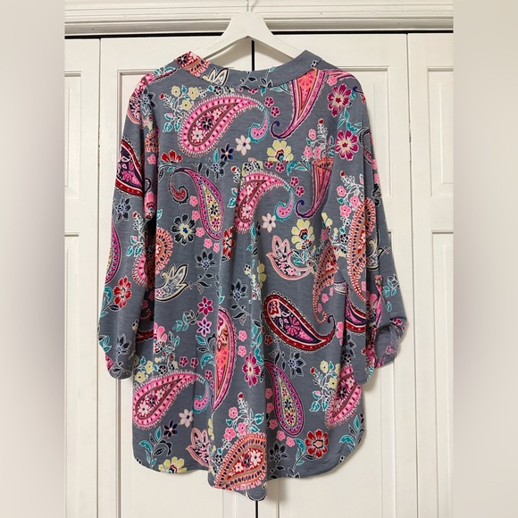 Dear Scarlett Womens Lizzy Relaxed Flowy High Low Blouse Paisley Oversized Large - Picture 3 of 8